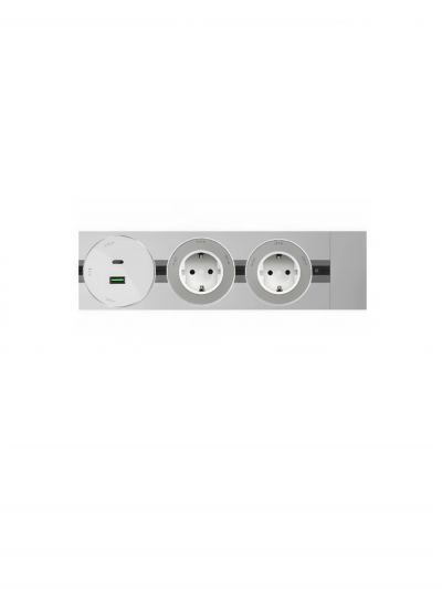 Трековая система розеток SilverLine 60см, 2 евророзетки, USB + Type C-1